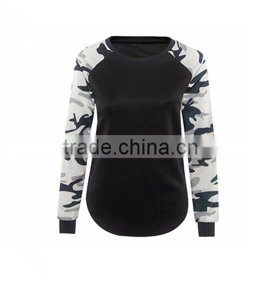 Women Camouflage Long Sleeve Cuff T-Shirt Sweatshirts