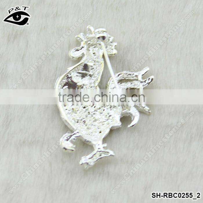Rhinestone Brooch Cook Rooster Shape Brooch pin for clothing garment dresses