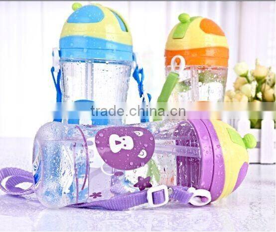 Child water bottle with straw Portable bottle with landyard