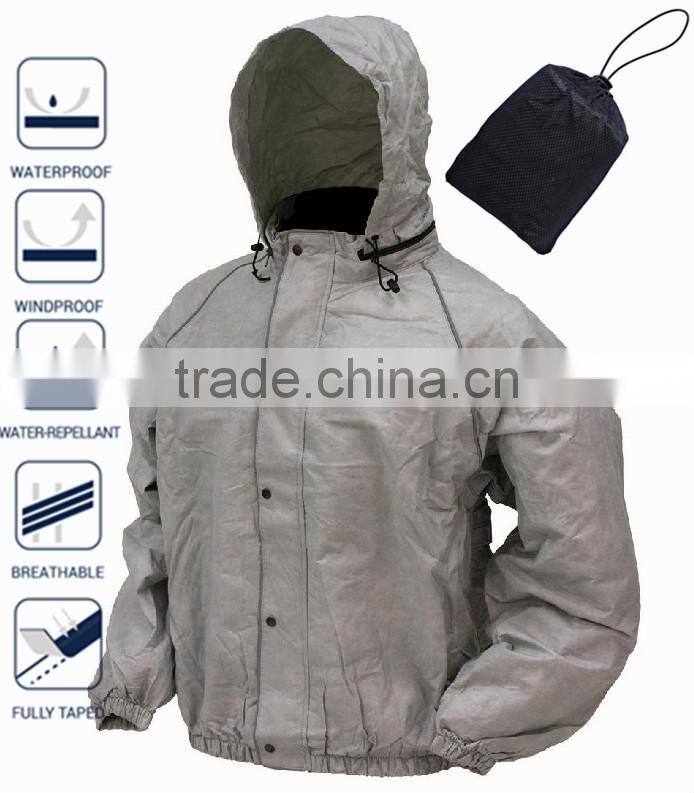 Plain Foldable Waterproof Windbreaker Jacket with reflector and bag