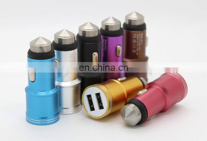 Dual USB Port Alloy Skin 5V 3A Auto Lighter Power Source Mobile Travel Charger
