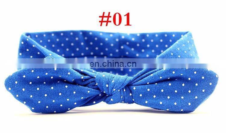 Bohemian mermaid cotton girl baby bow headband wave point turban twist head wrap twisted knot soft newborn baby headband