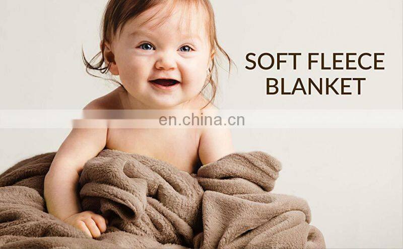 100%Polyester Solid Camel Color Plain Dyed Plush Fleece Throw Blanket in Bulk