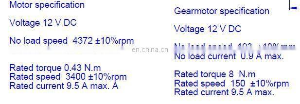 63mm Planetary Gearbox Golf Cart DC Motor, 12V 8N.m, option for Electric Brake