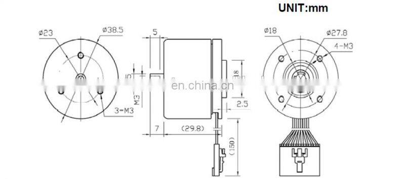 38mm 24V outer rotor micro brushless coreless electric motor with sensored