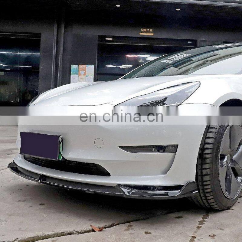 Gloss black Carbon fiber car bumper front lip for Tesla model-3 2019-2020 sport front lip for Tesla model-3 2019-2020