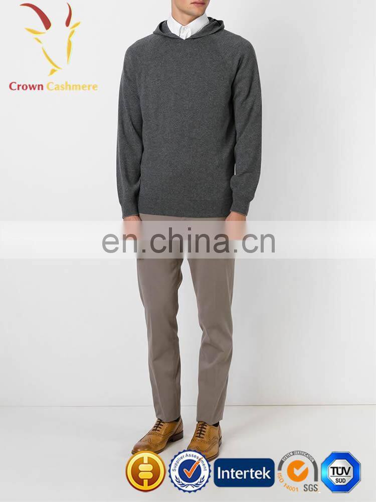 Simple Style Men's 100% Pure Cashmere Hooded Jumper