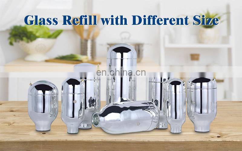 portable hiking gint double wall insulated vacuum flask glass bottle refill glass water bottle liner