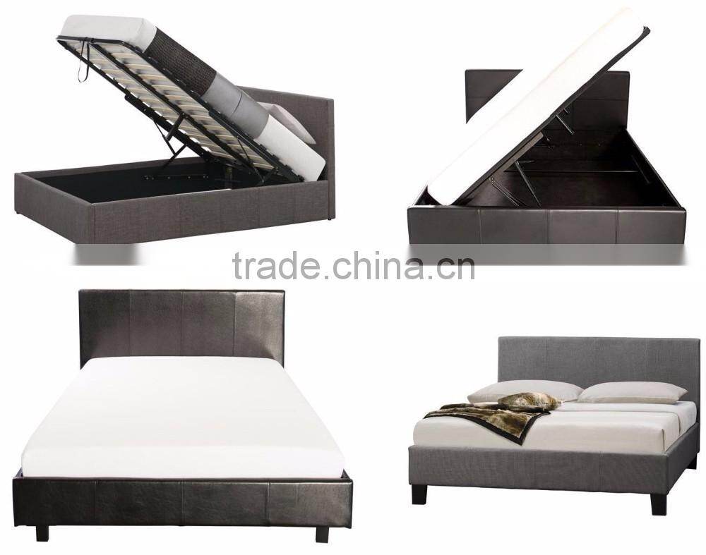 Modern Style Hot Sale Leather Bed Wood Double Bed Designs With Box