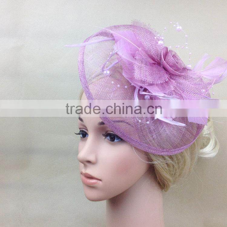 Wholesale Alibaba Beatiful Sinamay Fabric Hair Fascinator Hat Accessories