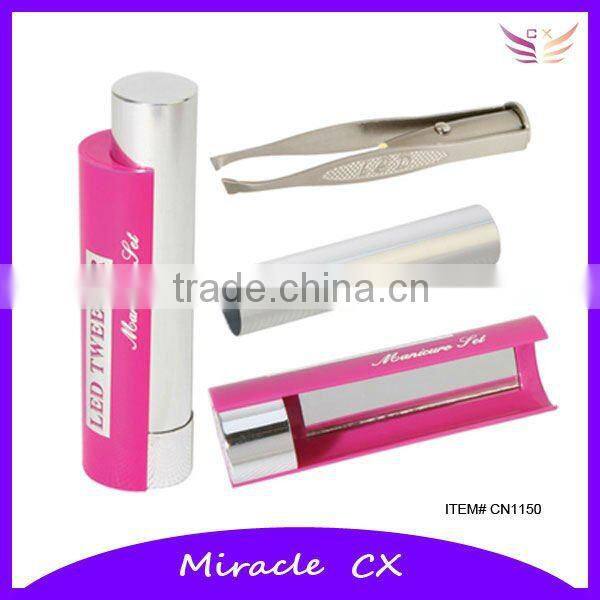 With mirror LED light up eyebrow tweezers