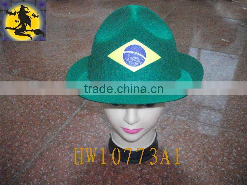 Green Felt Brazil Top Hat with Yellow Ribbon