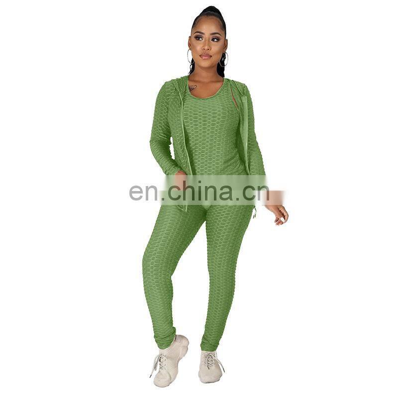 Customized LOGO Valentine's Day Clothes New Spring and Autumn Hooded Zipper Plus Size Sweater Sports Three-piece Yoga Set