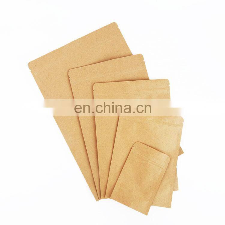 Custom Printed Eco Friendly Food Grade Biodegradable Heat Seal Empty Stand Up Zip Lock Kraft Paper Zipper Tea Packaging Bag