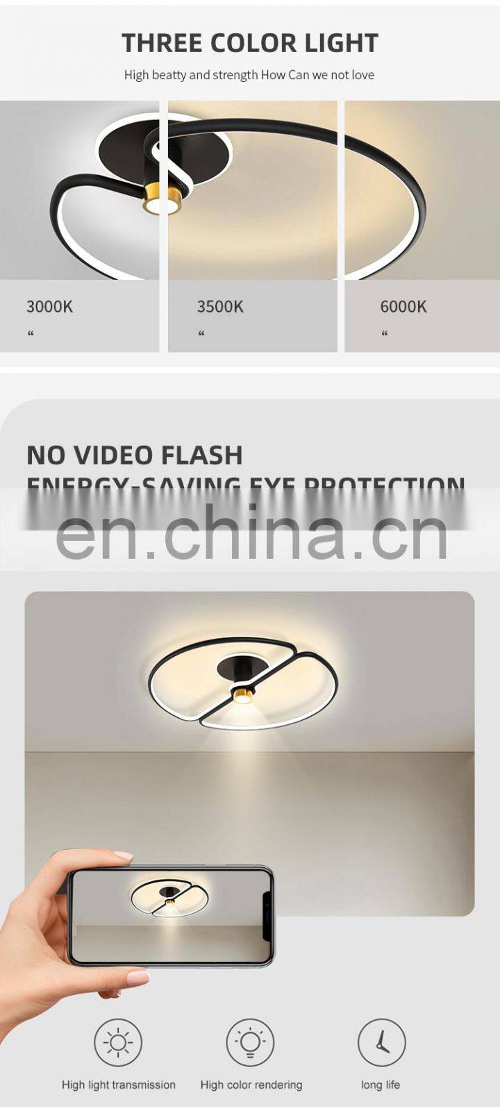Unique Style Fashion Decoration Home Cafe Shop Aluminum Black Modern LED Indoor Ceiling Lamp