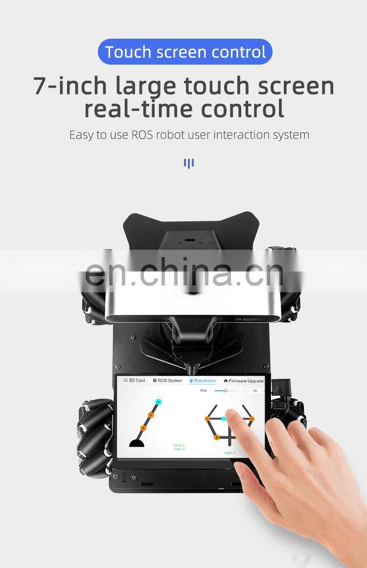 Assembled ROS MROS Lidar Car Mecanum Wheel Robot Car With 7" Touch Screen Range 12M/39.4FT