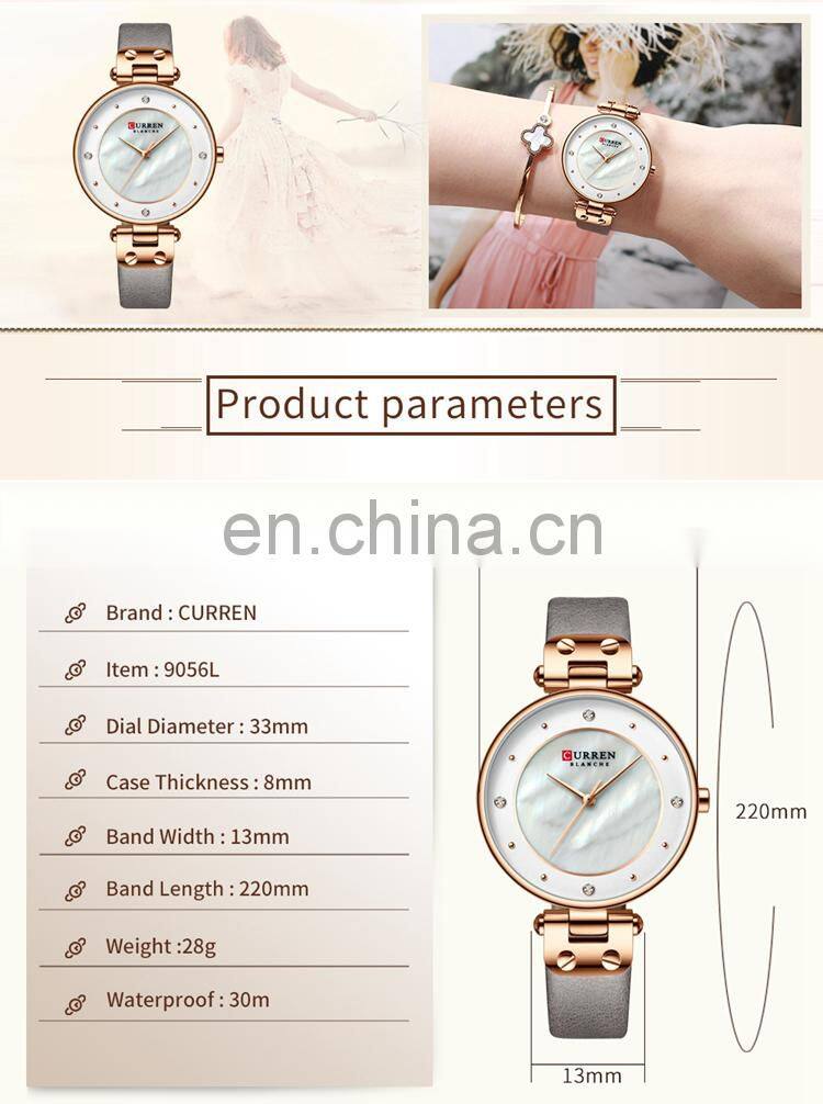 CURREN 9056 Charm Quartz Leather Strap Casual Elegant Ladies Bracelet Hand Watch Online