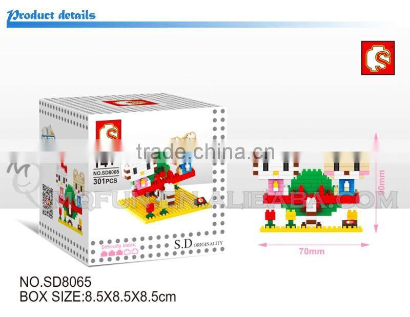 Mini Qute Sembo kawaii 8 styles hello kitty kt cat diamond plastic building block model educational toy