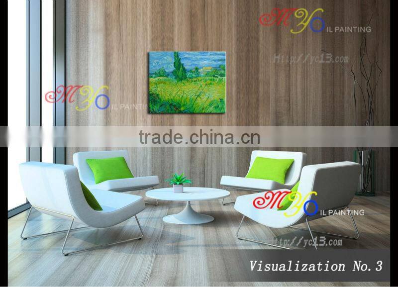 Vangogh green field scene handmade oil painting on canvas home decoration