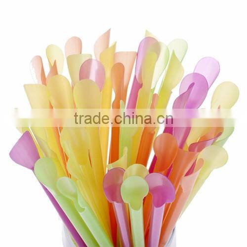 Eco-friendly Plastic straw Black felxible plastic drinking straw, hard straw with spoon, black jumbo straw