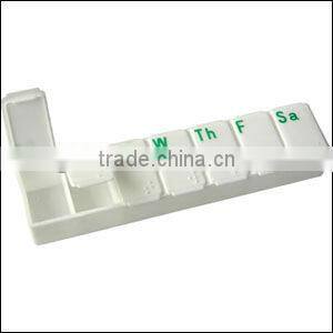 Plastic pill box for 7 days with braille, Pill Box