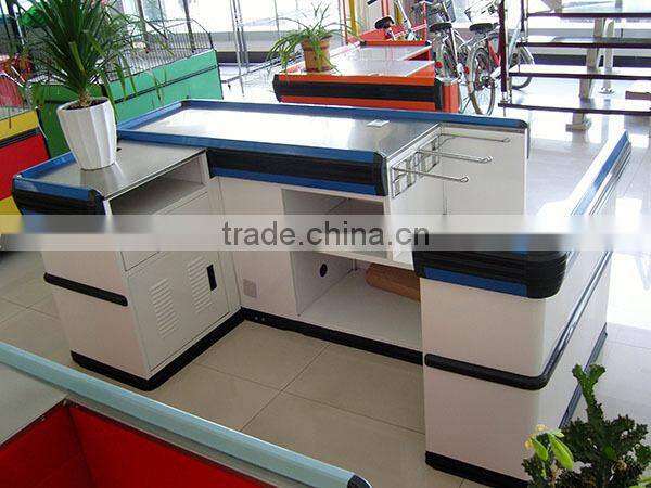 supermarket checkout counter with conveyor belt