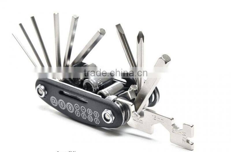Germany 16-in-1 Multifunctional High Quality Alloy Steel Cycling Bicycle Repair Tools Black Bike Combined Tool