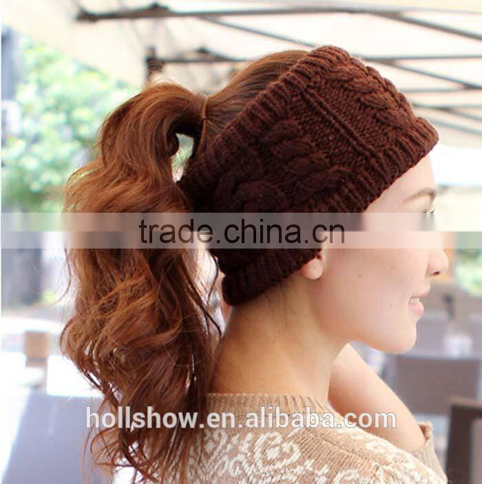 Best Selling Coffee Women Crochet Knitted Winter Headband