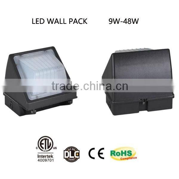 Indoor and outdoor ip65 9W 48w led wall pack light DLC ETL CE RoHS