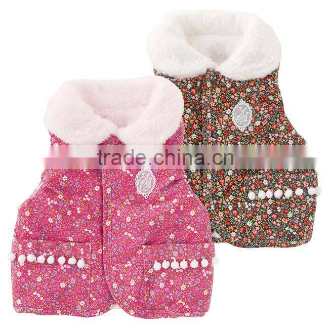 Japanese wholesale products high quality flower pattern baby winter cute toddler vest children clothing kids wear infant clothes