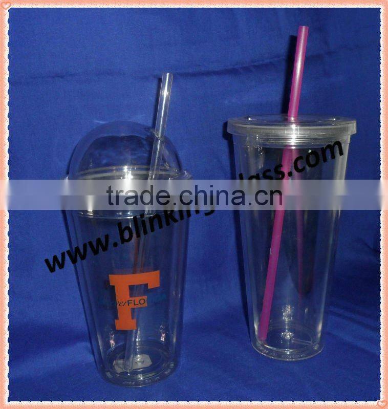 HOT! Highest quality food grade plastic cup with straw