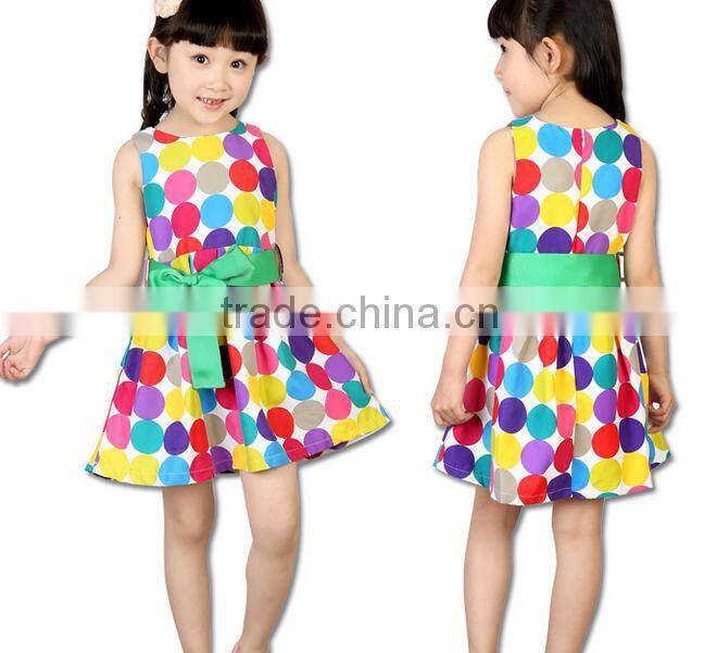 Sleeveness cute dot print girls chinese dresses