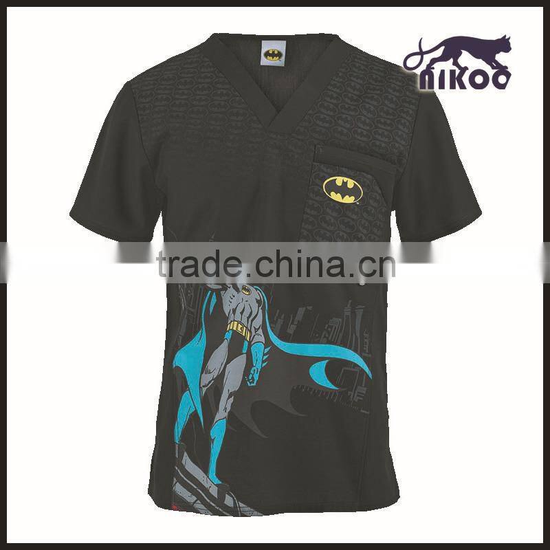 100% polyester medical anime scrubs uniforms set wholesale