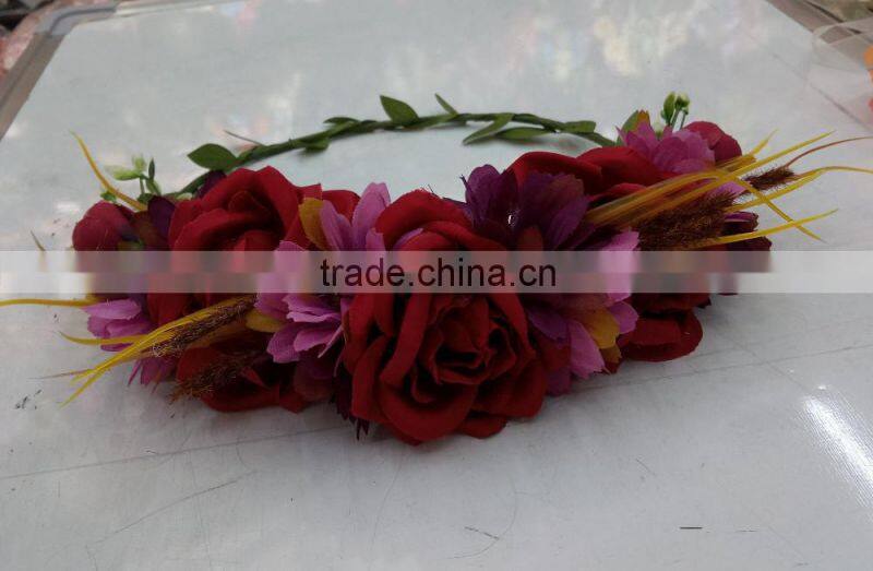 Newest Design Women Girls Artificial Flower Headband Tiara Crowns Garland Wedding For Adults