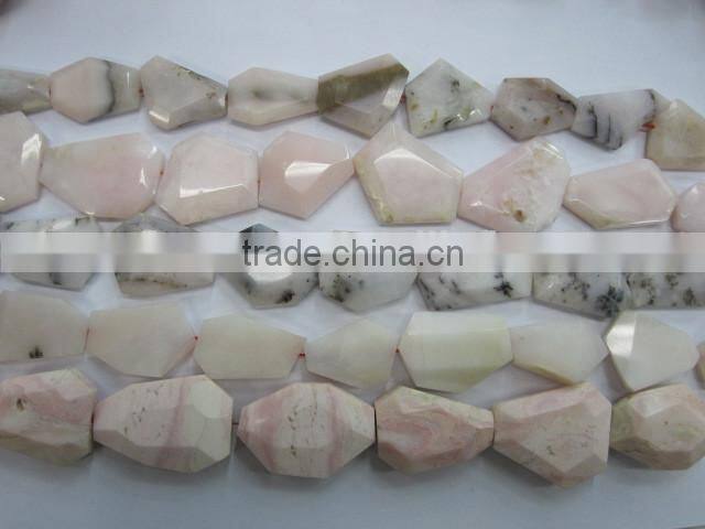 Wholesale Tumbled flat loosen faceted gemstone pink opal