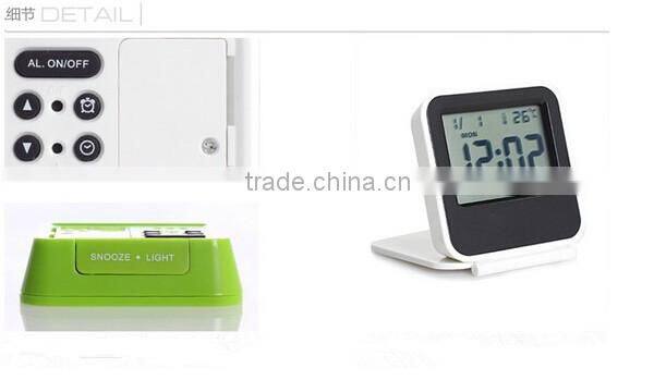 Portable Advertising Desk Mini Travel Alarm Clock With Thermometer Alarm Snooze and Night Light Electronic Items Manufacturer
