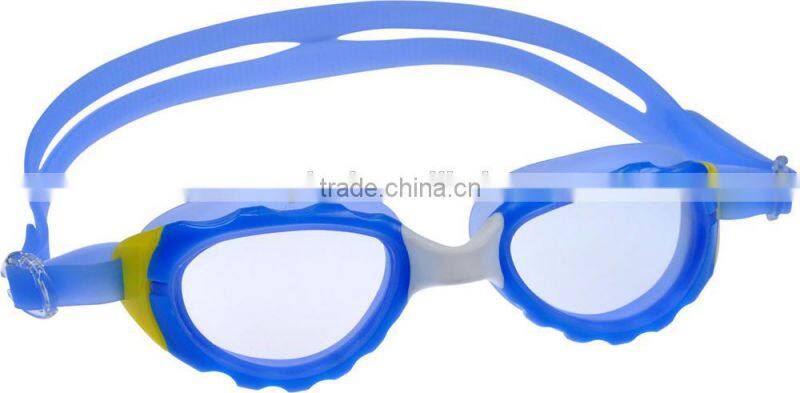 2015 Best comfortable anti-fog one piece silicone kids swimming goggles