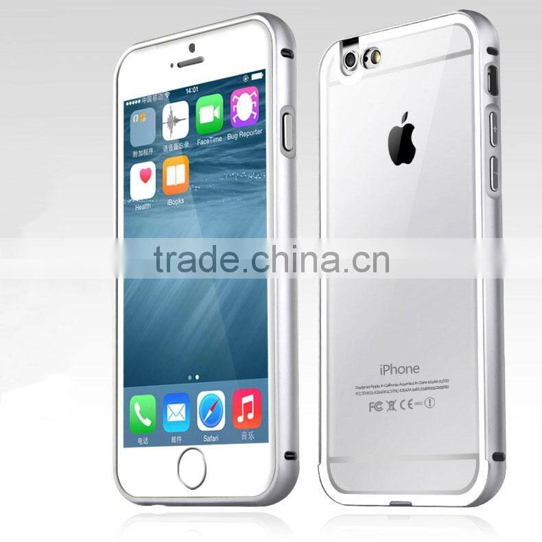 Transparent Acrylic Arc Back Cover with Multi Color Metal Bumper Cell Phone Cases for Iphone6 6plus