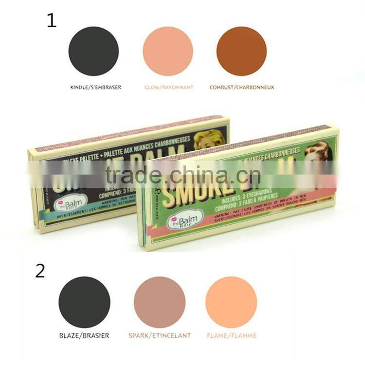 2015 Women Makeup Brand The Balm Eyeshadow Palette 2 Styles 3 Colors Smoke Balm Make up Eye Shadow with Red and Black Package
