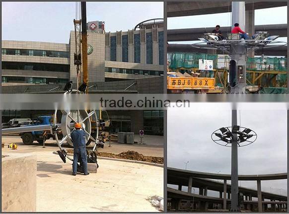 High quality high mast flooding light pole with galvanized and powder coating for staduim