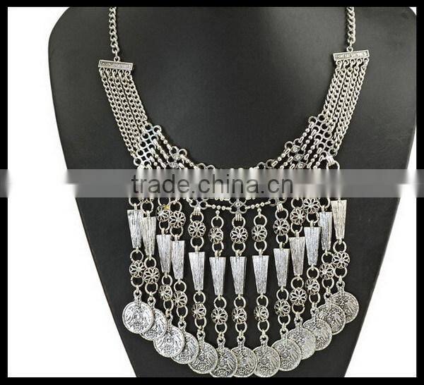 Turkish Indian alloy Boho Necklace coin statement necklace