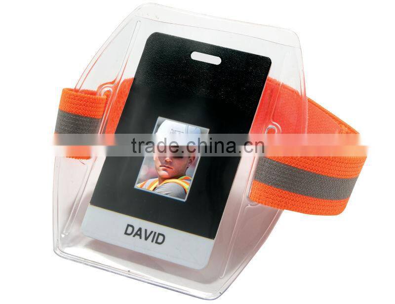 Clear SIA Security Reflective Green Arm Band Photo ID Card Case Badge Adjustable Armband Card Holder