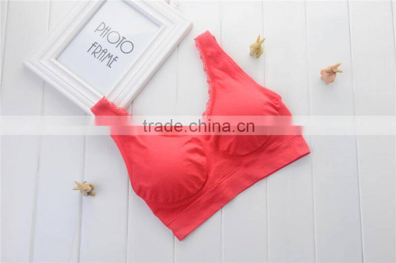 Women hot sale crop top seamless bra underwear with padded cup