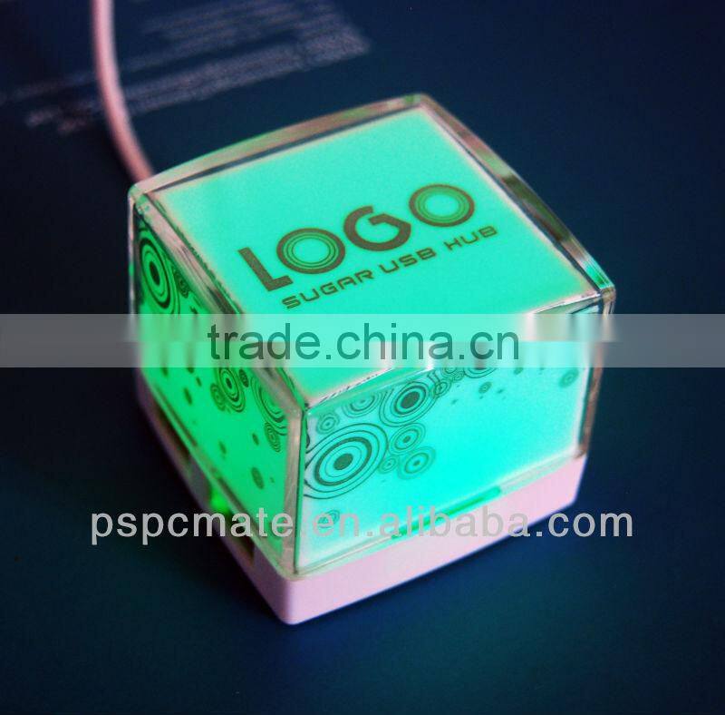 sugar usb hub coloful cube usb hub with led lighting up