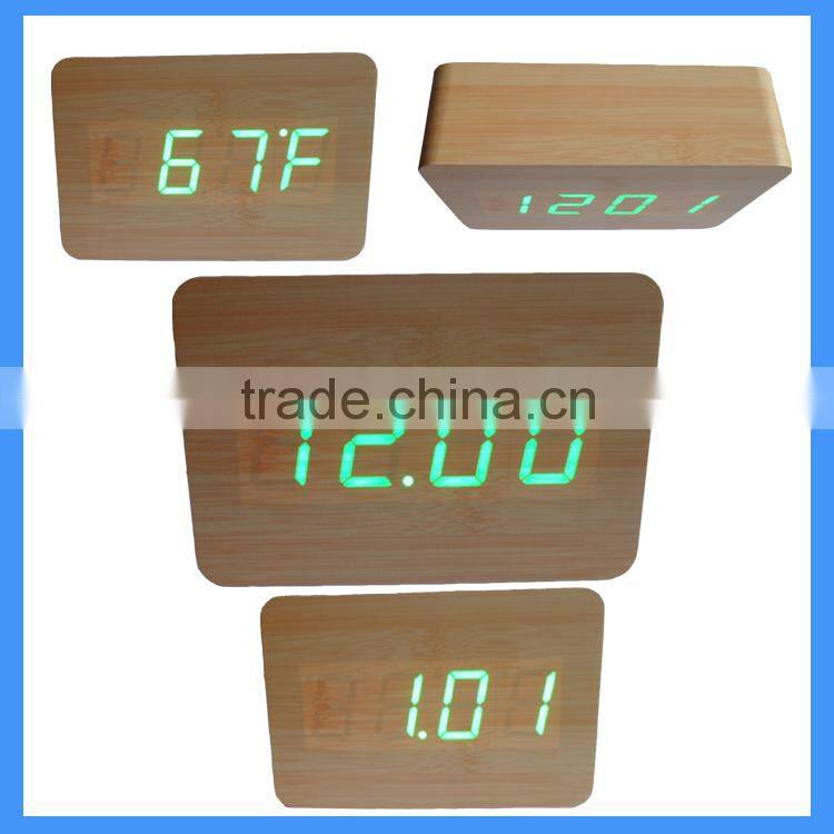 Multi-function digital wooden table clock