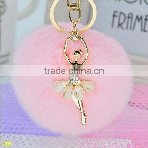 Cell Phone Car Handbag Charm lady Fur Ball Keychain/