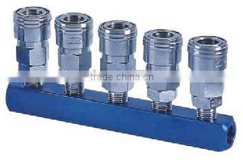 Manifold with Nitto/Japan type hose fitting air quick coupler ,5 way quick couplings