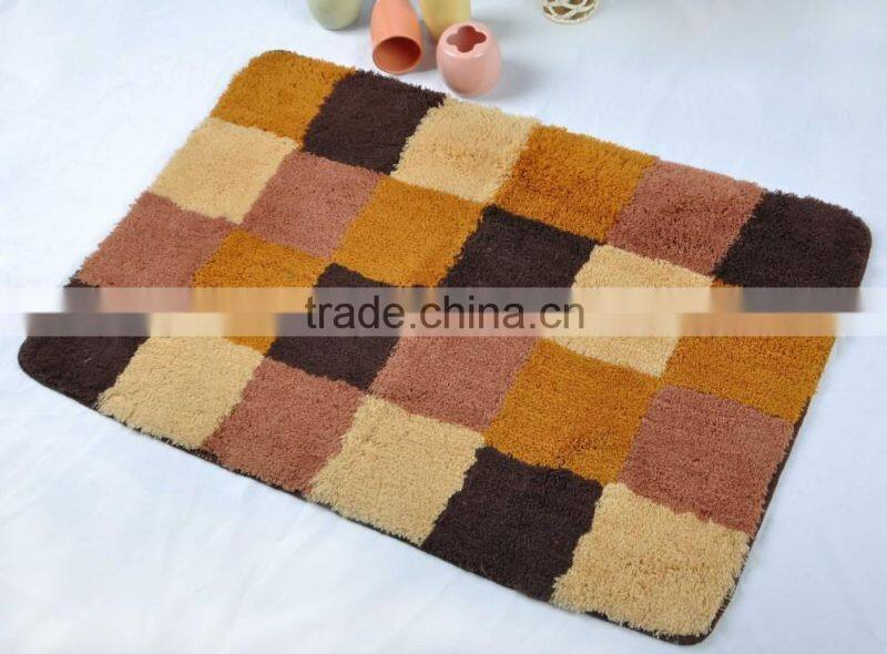 acrylic Fiber check design multi color customized Bathroom kitchen Door Mat