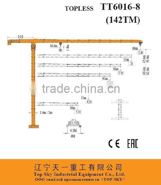 TT6016-8t JOST Type Topless Tower Crane