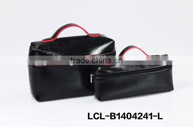 LCL -B1404241-L raw cut bi color pvc semi pu cluth envelope cosmetic bag doument holder mini pad pouch